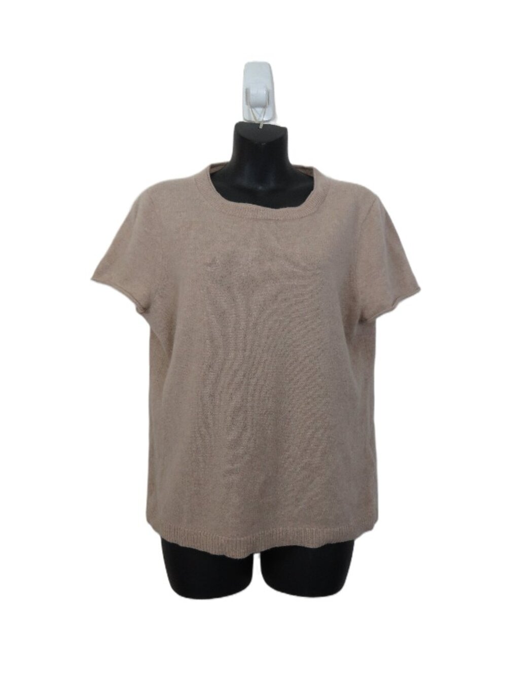 J Crew size Large 100% Cashmere Short Sleeve T Shirt Tee Beige Top
